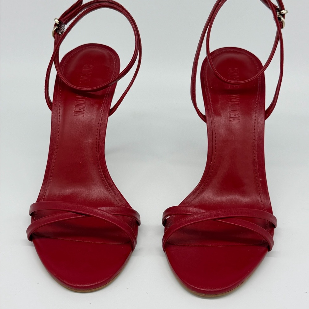 Steve Madden Red Strappy Ankle‑Wrap Sandals